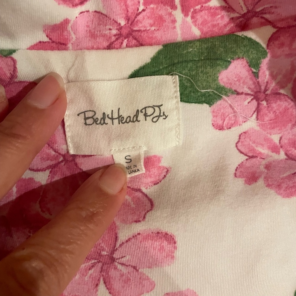 BedHead Pink & Green Hydrangea Floral Cotton Pajama Top - Picture 4 of 5
